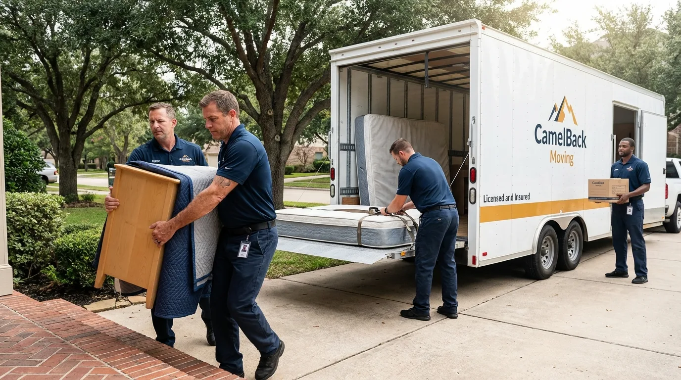 Crew loading residential truck for cross-state move from Bartlesville, OK