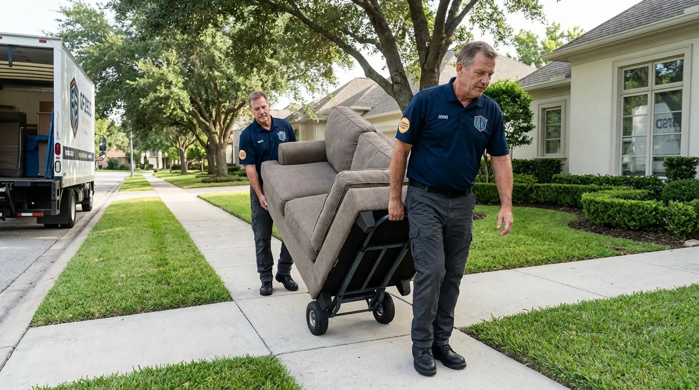Local residential moving crew loading furniture in Bartlesville, OK